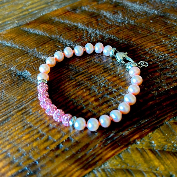 Beautiful little girl’s Genuine Pink Pearl / Gem Honora Bracelet - Picture 3 of 5